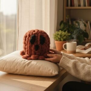 Chubby Boo Ghost Plush – Handmade Soft Plushie, Made to Order